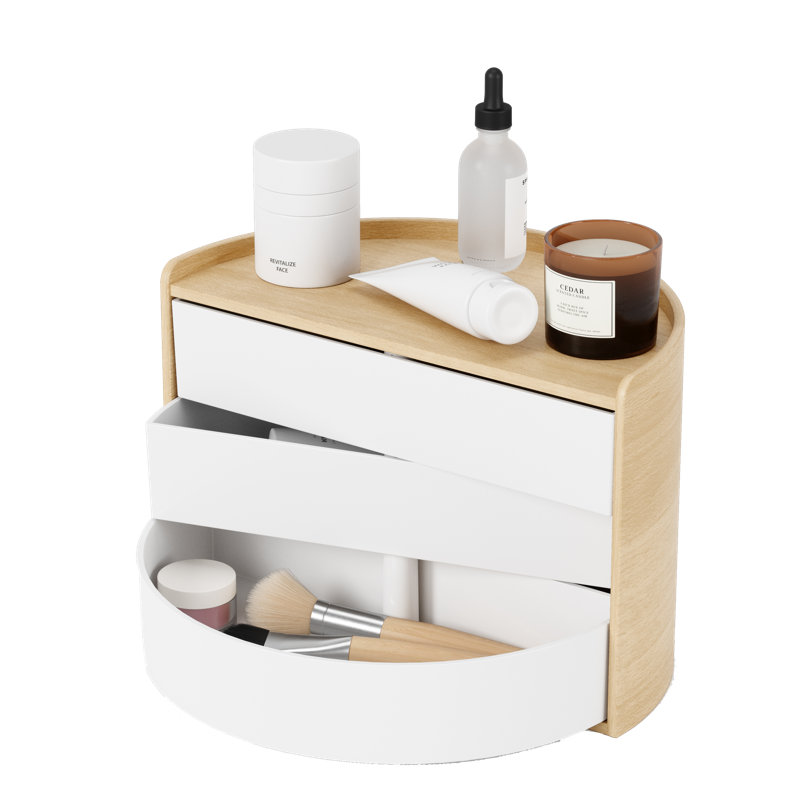 Moona Poplar Wood Collapsible Kids' Jewelry Box in White/Natural