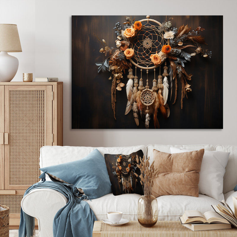 «Coral Dreamcatcher Rustic Elegance» sur impression sur toile, Toile tendue, H 12 po x l 20 po x P 1 po