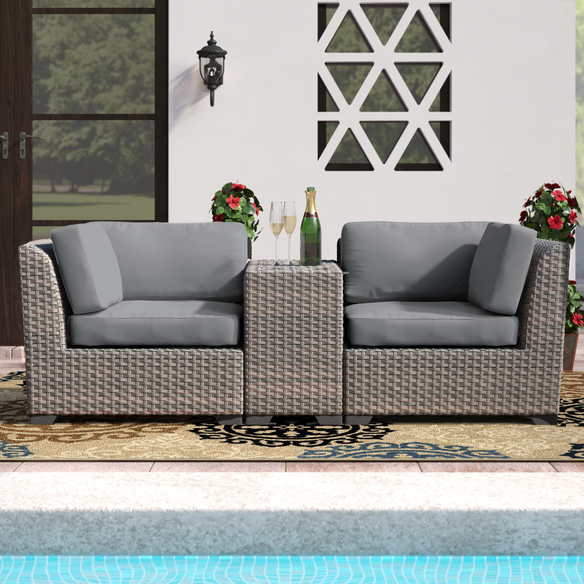 Meeks 3 piece hotsell conversation set with cushions