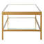 Table basse de 54 po avec plateau inférieur en verre et tablette inférieure ouverte - centre de table moderne en métal en laiton pour le salon | Cleo-221877383-214690354
