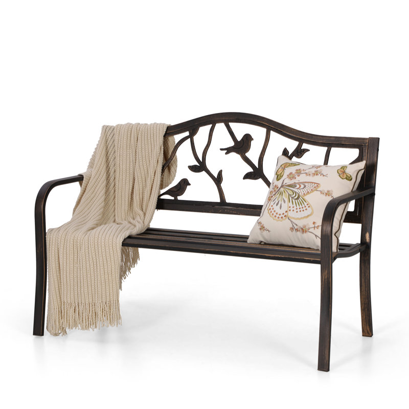 Banc de parc en acier thermolaqué Landwehr, Brun