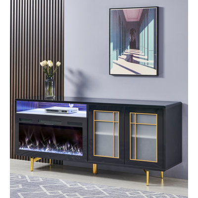 Armoire multimédia avec foyer 72,8 pouces | Fonctionnel comme buffet élégant