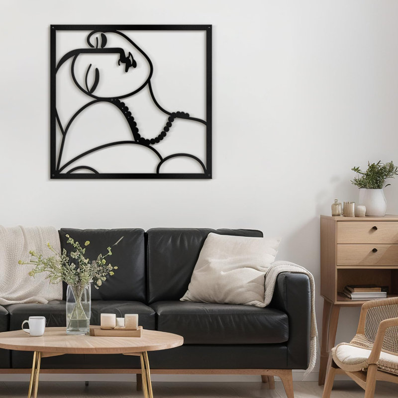 Décoration murale en métal, H 36 po x l 36 po x P 0,05 po, Noir