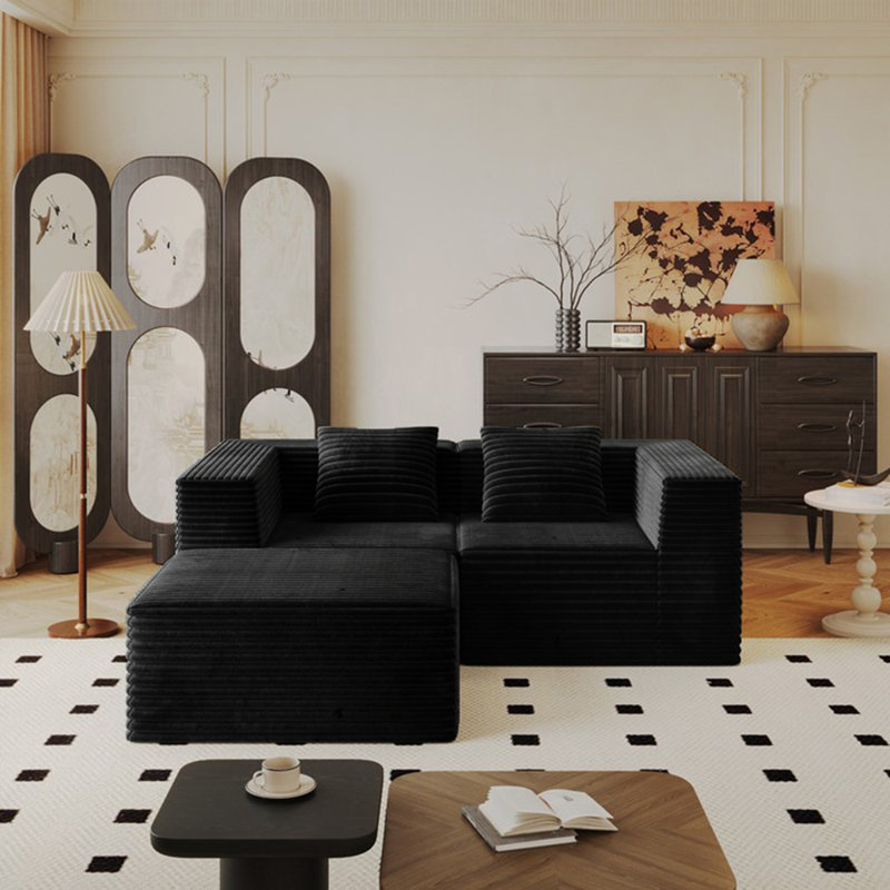 Canapé modulaire modulaire, canapé sans siège avec siège profond, mousse à mémoire de forme à haute densité, canapé à compression pour le salon, aucun assemblage requis (siège 2 * et repose-pieds 1 *)