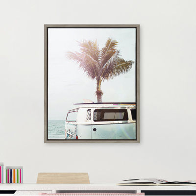 Blue Beach Van by Amy Peterson Framed Canvas Wall Art Print