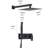 Brass Matte Black Shower Faucet System with 10" Rainfall Shower Head with Handheld Sprayer, Rough-in Valve Included