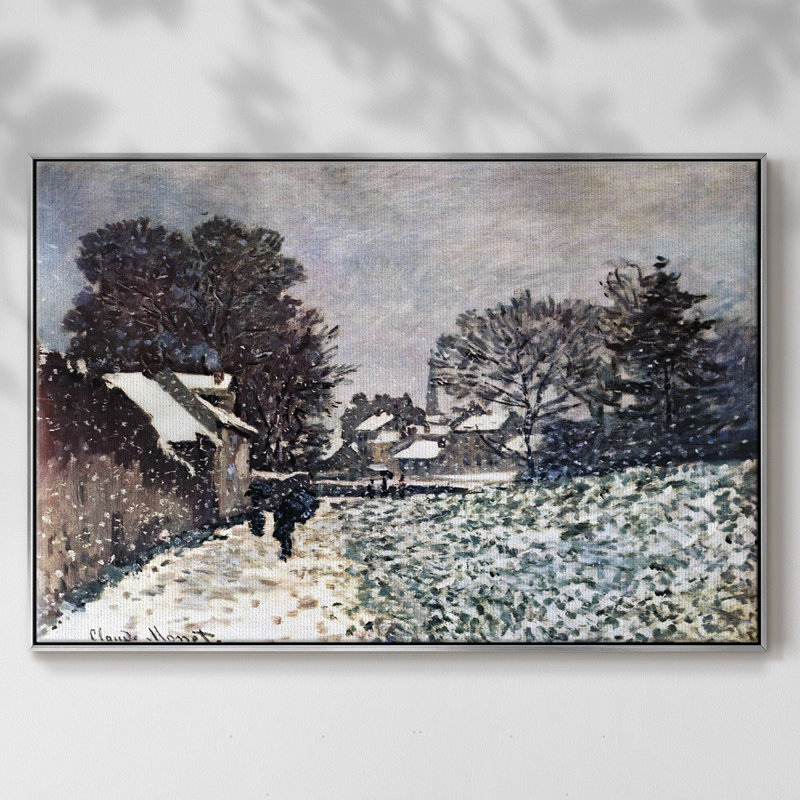«Snow At Argenteuil», reproduction d'art encadrée sur toile par Claude Monet, H 27 po x l 41 po x P 2 po, Argent