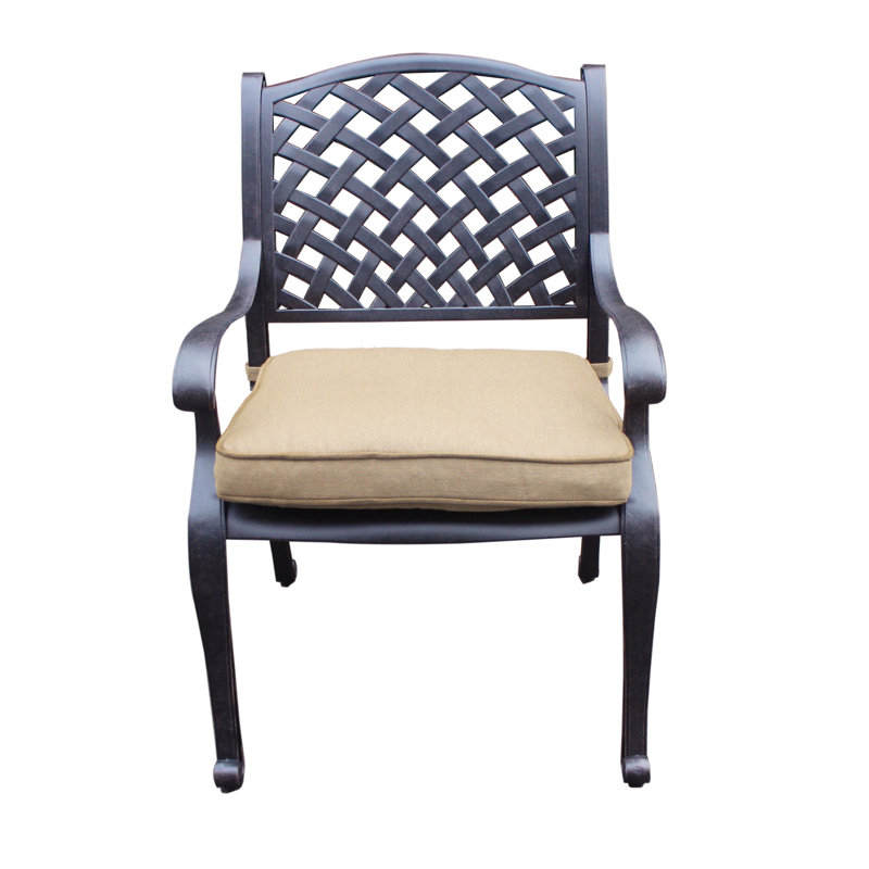 Chaise de terrasse avec coussin Annecorinne, Bronze lave foncé, Sable Spectrum