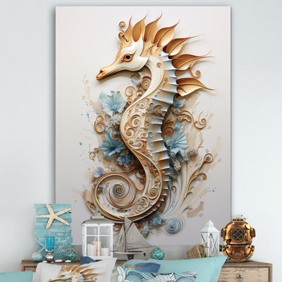 Hippocampe magique beige I sur toile