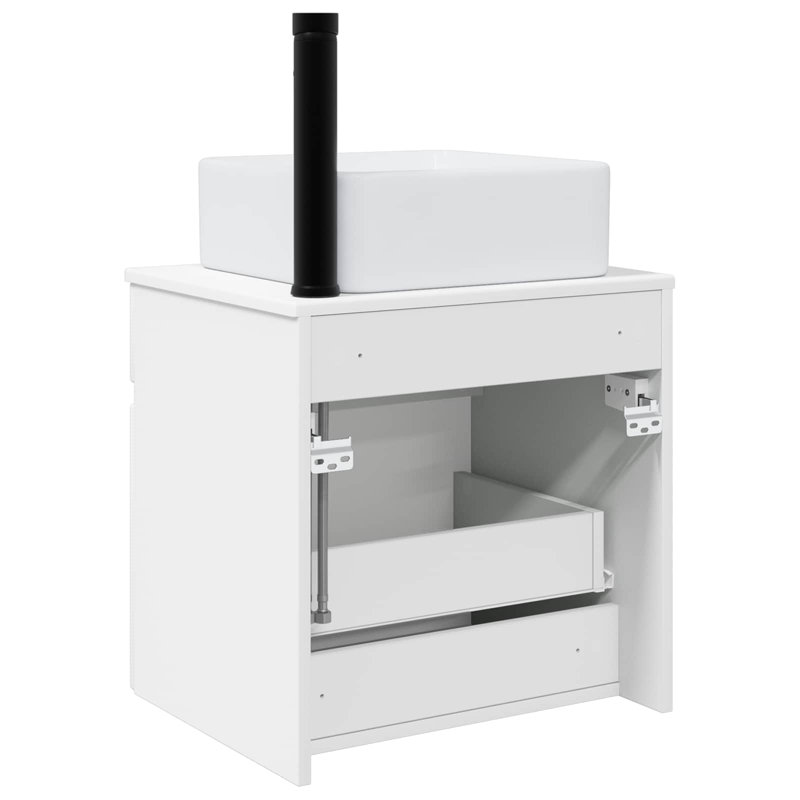 Single Bathroom Vanity with Ceramic Basin, White