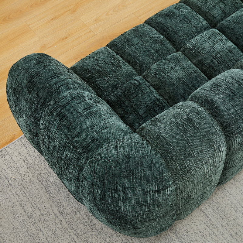 Canapé moderne en mousse de chenille, design vert moelleux pour la maison et le salon