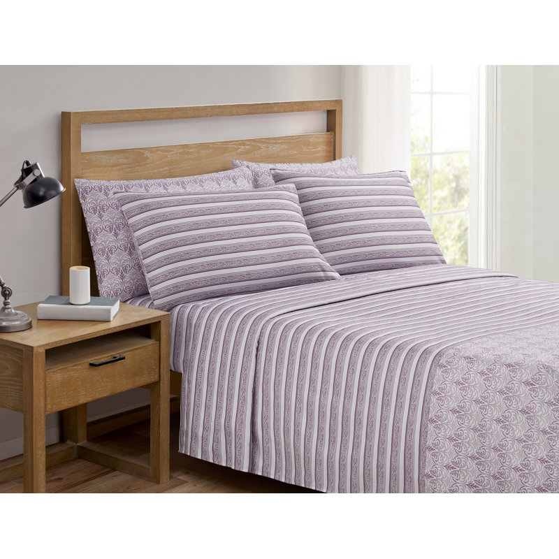 Ensemble de draps à rayures florales, Ensemble de draps pour taille de lit très grand a