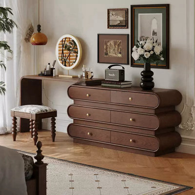 French Retro Light Luxury Solid Wood Dresser