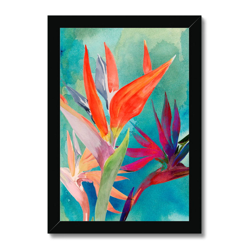 Vivid Birds of Paradise I by Jennifer Paxton Parker - Painting, Black Single Picture Framed Paper, 80cm H x 55cm W