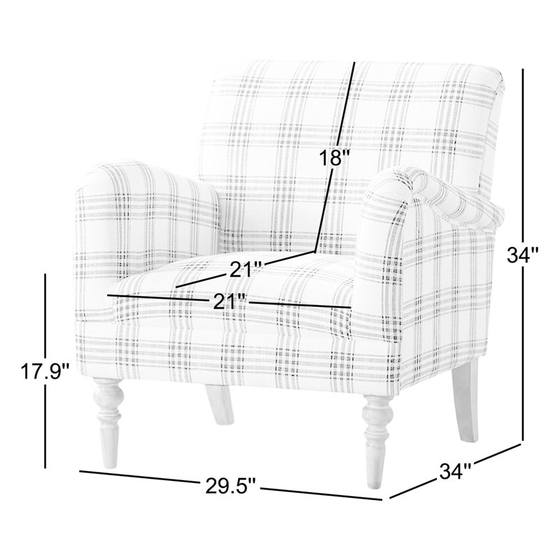 Fauteuil en polyester 29,5 po Arching, Tissu écossais gris