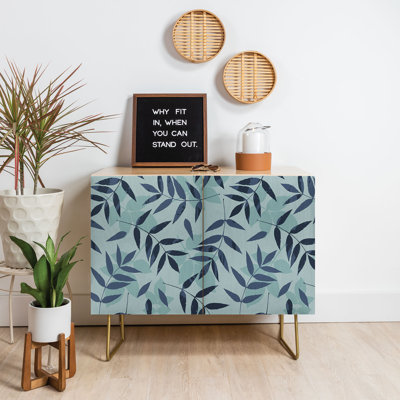 Mareike Boehmer Leaves Scattered 1 2 Door Credenza Cabinet