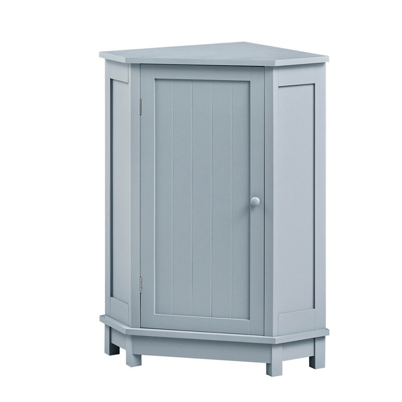 Bathroom Cabinet Triangle Corner Storage Cabinet With Adjustable Shelf Modern Style MDF Board, Light Blue
