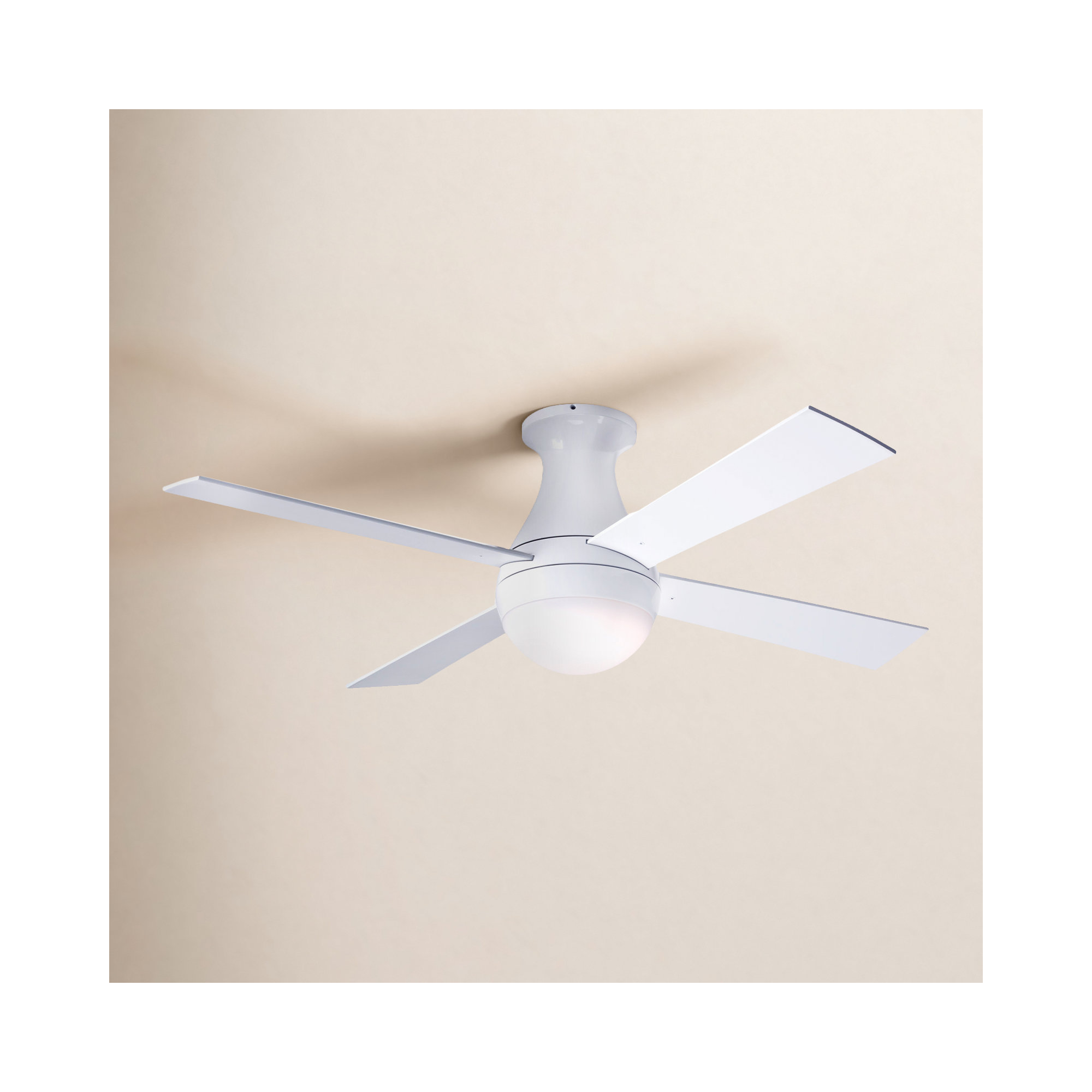Ball 42'' 4 Blade Ceiling Fan with LED Light Kit, Aluminum, Fan Speed and Light Control (3-wire), Gloss White