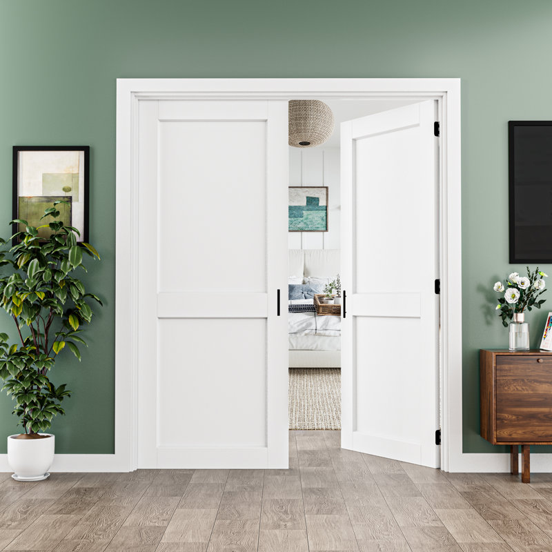 Portes françaises à 2 panneaux avec poignées et poignée, 36 po x 80 po