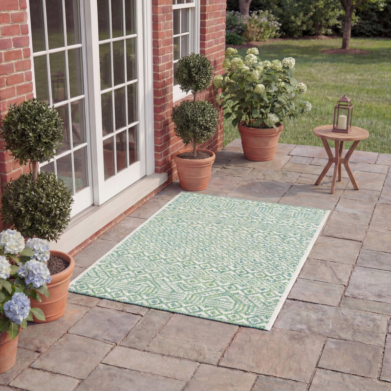 Tapis intérieur / extérieur vert Elio, Rectangle 2 pi x 3 pi 7 po