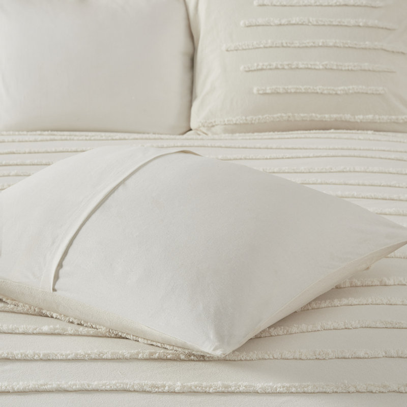 Ensemble d'édredon en chenille de coton Mercer, Édredon très grand/très grand californien + 2 t, Ivoire ivoire