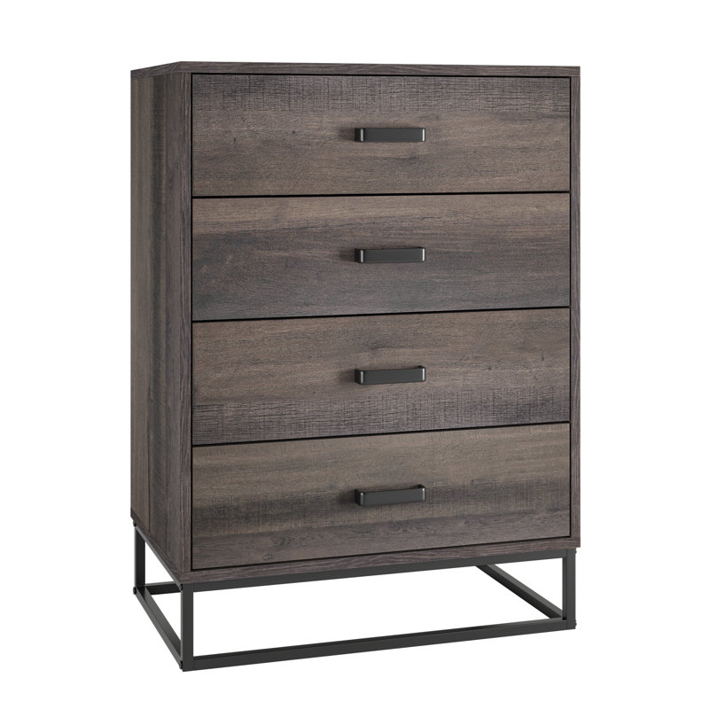 60cm W 4 - Drawer Chest of Drawers, Dark Brown/Black