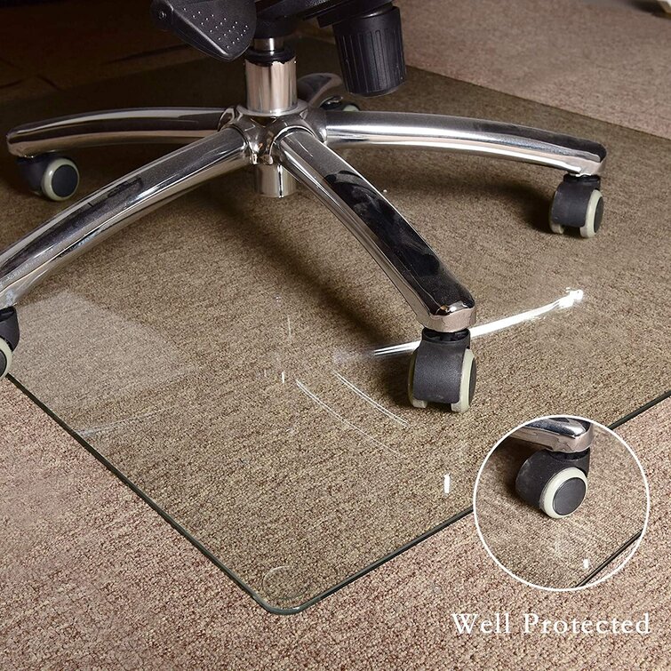 WILLOTED 36 in. x 46 in. Clear Rectangle Glass Chair Mat Floor Mat