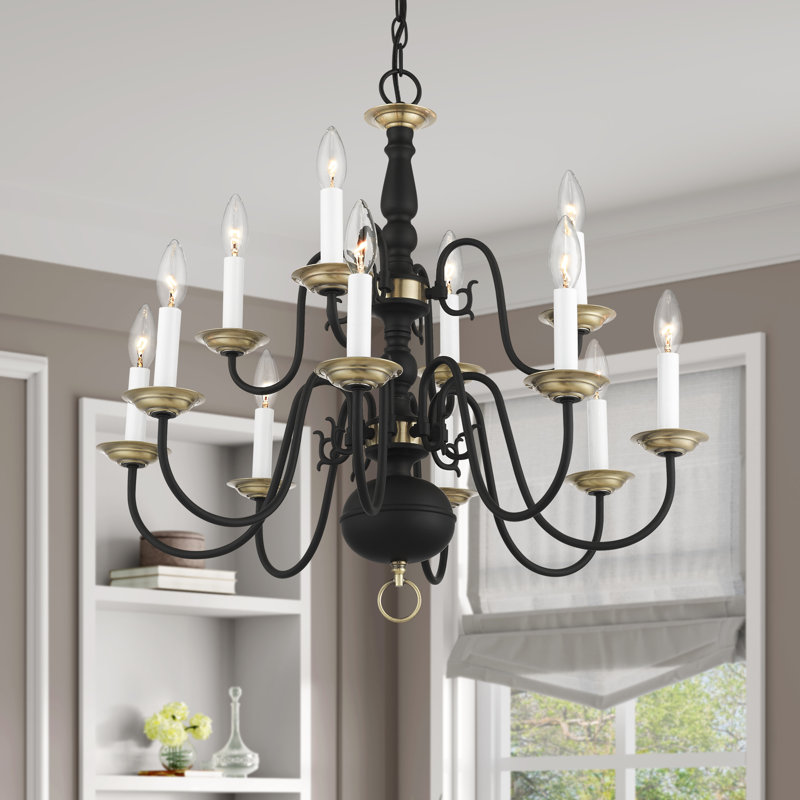 Wigmore 12 - Light Dimmable Empire, Tiered, Classic / Traditional Chandelier, Black