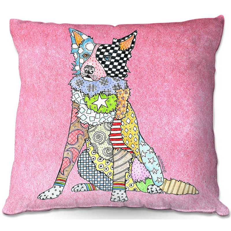  Coussin décoratif Border Collie, 20 po x 20 po, Rose clair