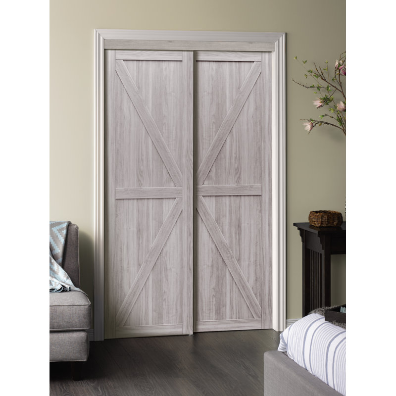 Porte de placard coulissante à panneaux K, 72 po x 80 po, Chêne argenté