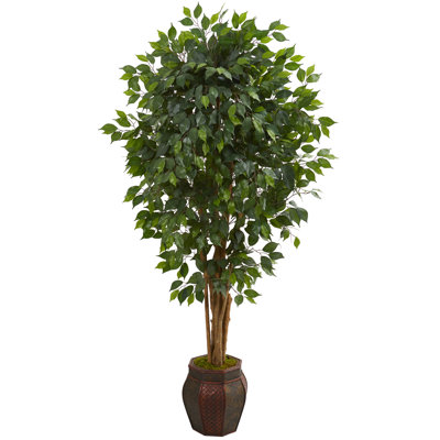 72'' Faux Ficus Tree in PVC Leather Planter