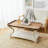 COZAYH Rustic Farmhouse Coffee Table w/ Tray Top & Storage Shelf, Natural/White-15737037