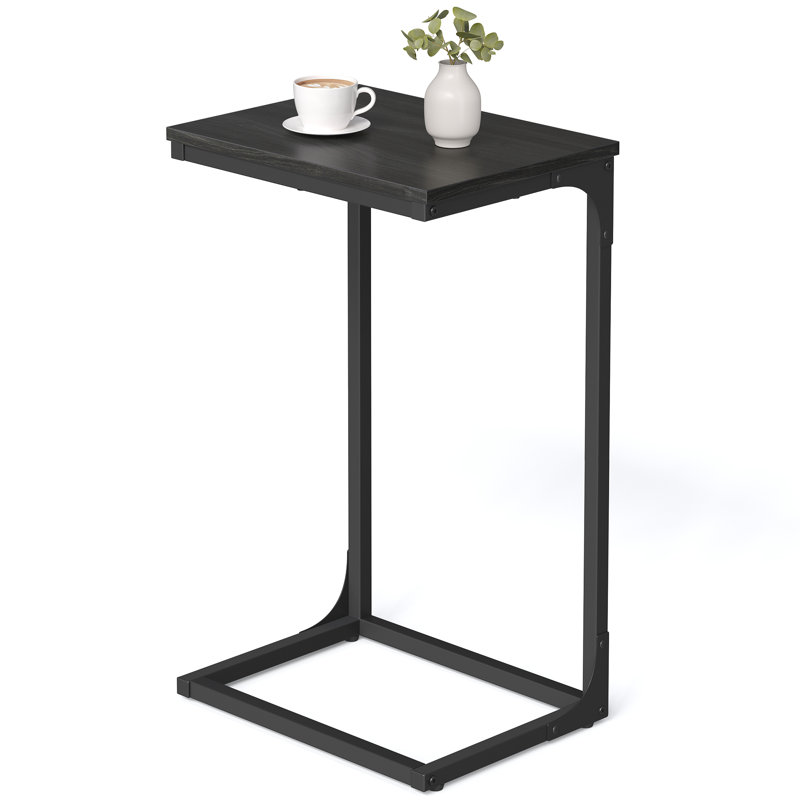 C-shaped End Table, Ebonized Oak/Black, 26.3" H x 15.7" W x 11.8" D