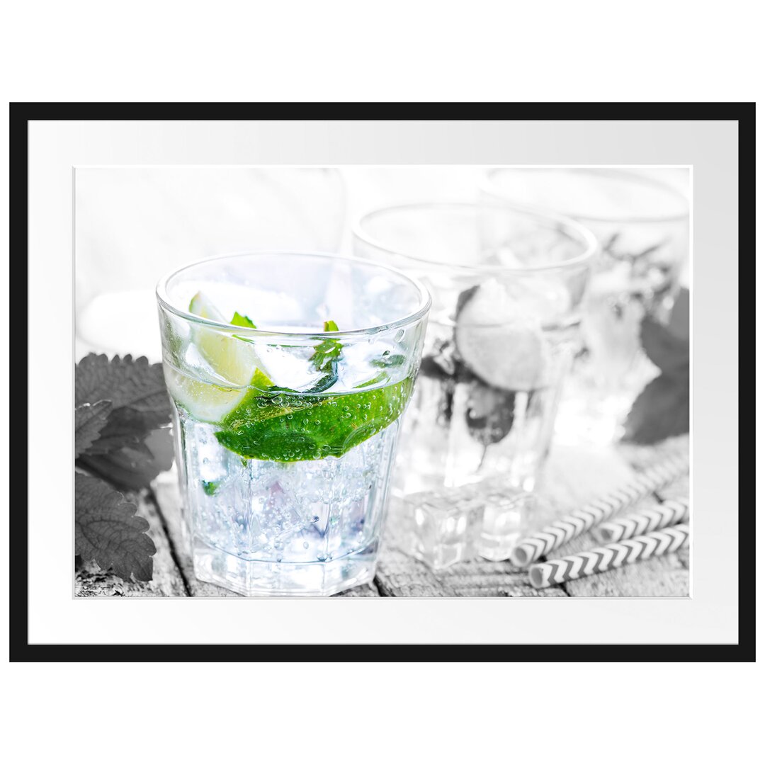 Gerahmtes Poster Mojito-Gläser mit Minze