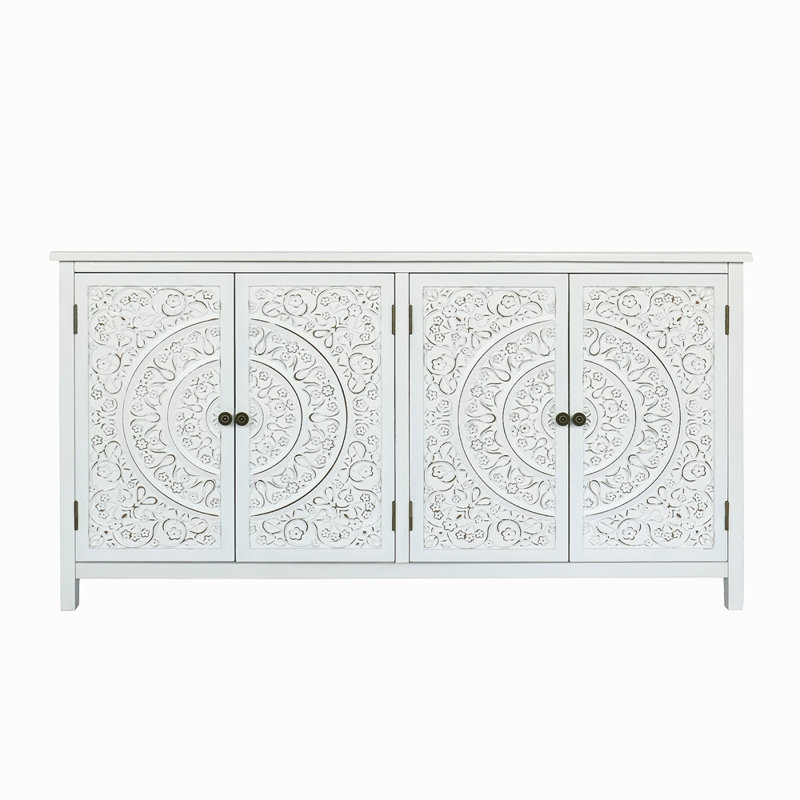 Armoire d'appoint 60 "avec 4 portes, buffet rustique en bois rustique - Armoire polyvalente avec rangement pour rangement et organisation