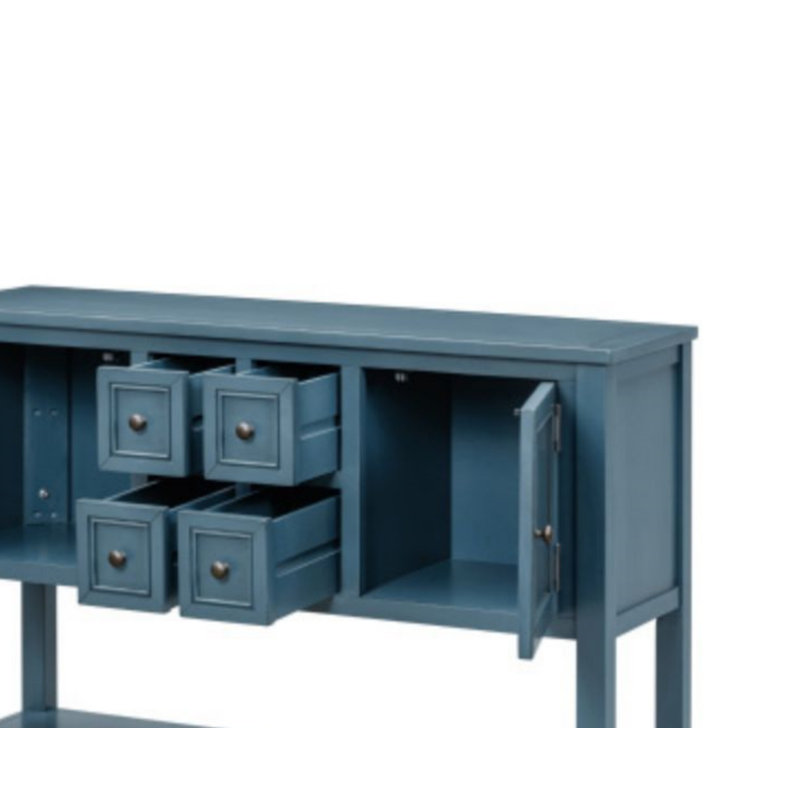 Cambridge Series  Ample Storage Vintage Console Table With Four Small Drawers And Bottom Shelf For Living Rooms, Entrances And Kitchens