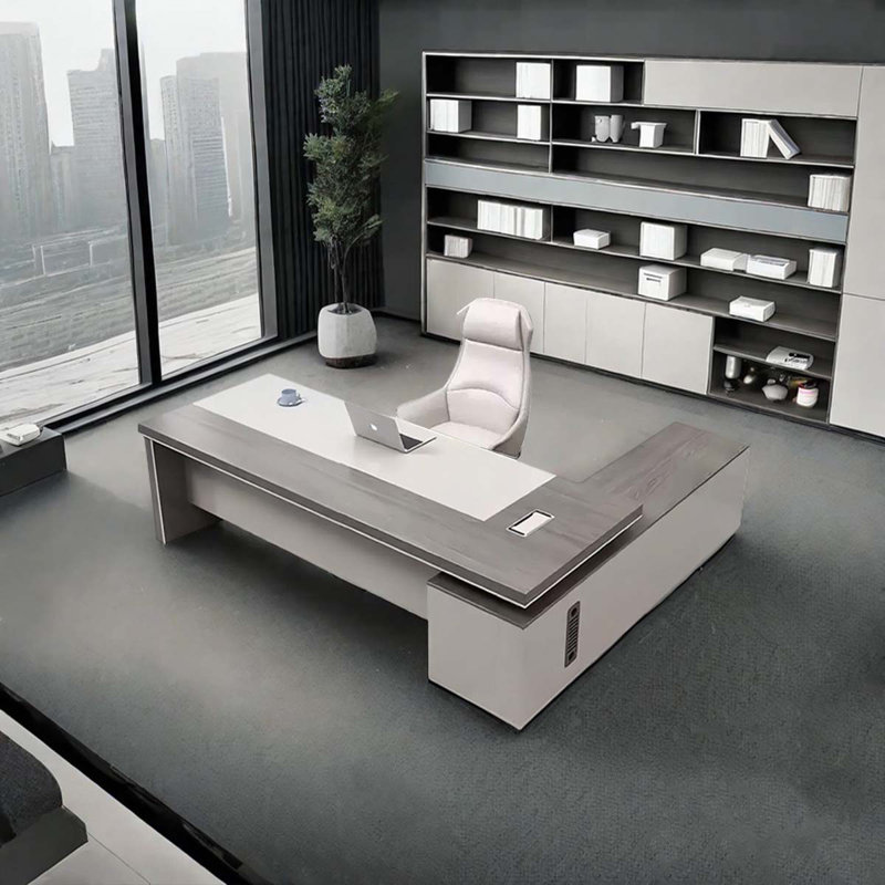 Ishee Modern style luxury executive desk, computer desk with side lockers