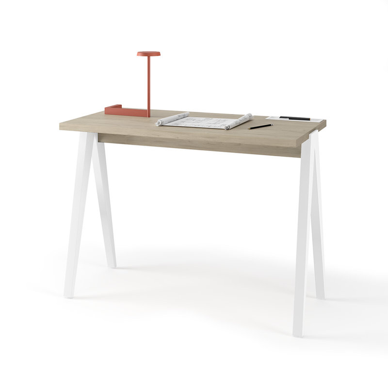 Gundrath Solid Wood Base Writing Desk, White, Light Oak