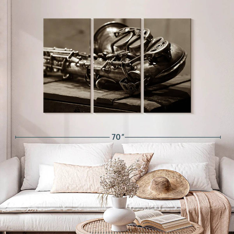Abarca Sepia Saxophone, 32" H x 50" W
