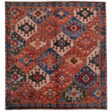 High-Quality Hand-Knotted Red And Navy Area Rug