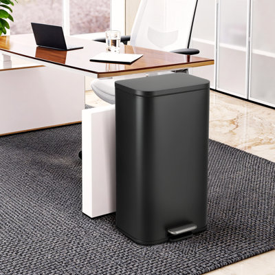 Poubelle de cuisine rectangulaire 30 litres, poubelle en acier inoxydable avec couvercle à fermeture en douceur, anti-traces de doigts, 13,8 x 11,1 x 24 po