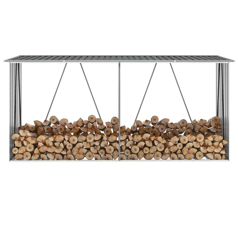 330cm W x 84cm D Metal Log Store, Grey