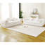 Canapé moderne sans os avec deux coussins décoratifs circulaires, tissu en polyester à poils longs texturé litchi doux pour la peau-1154015543