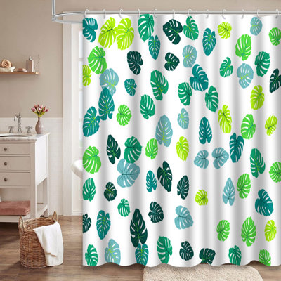 Rideau de douche avec 12 crochets Tropical Jungle Monstera