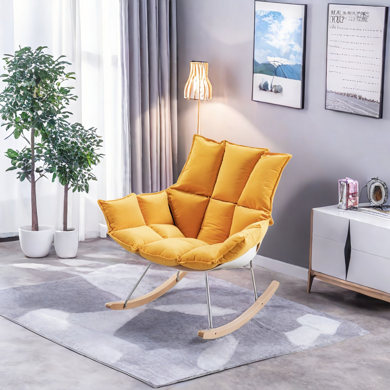 Chaise berçante moderne rembourrée, Jaune