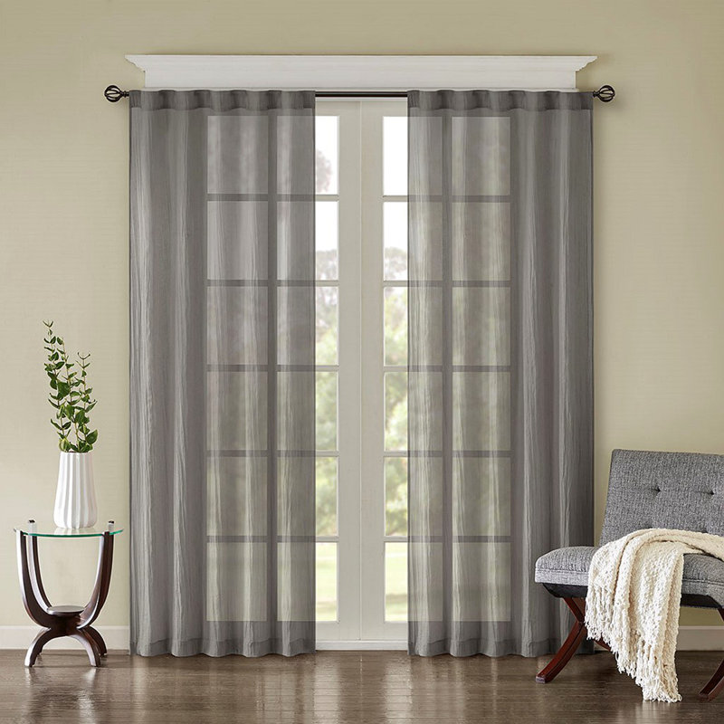 Paire de panneaux de rideau uni (2 pièces), Gris, L 42,03 po x L 84,03 po