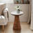 Sculptural Round Wood Accent Side Table with Marble Top for Living Room - Artistic Pedestal Narrow End Table for Chairside Display-106720809-106720811