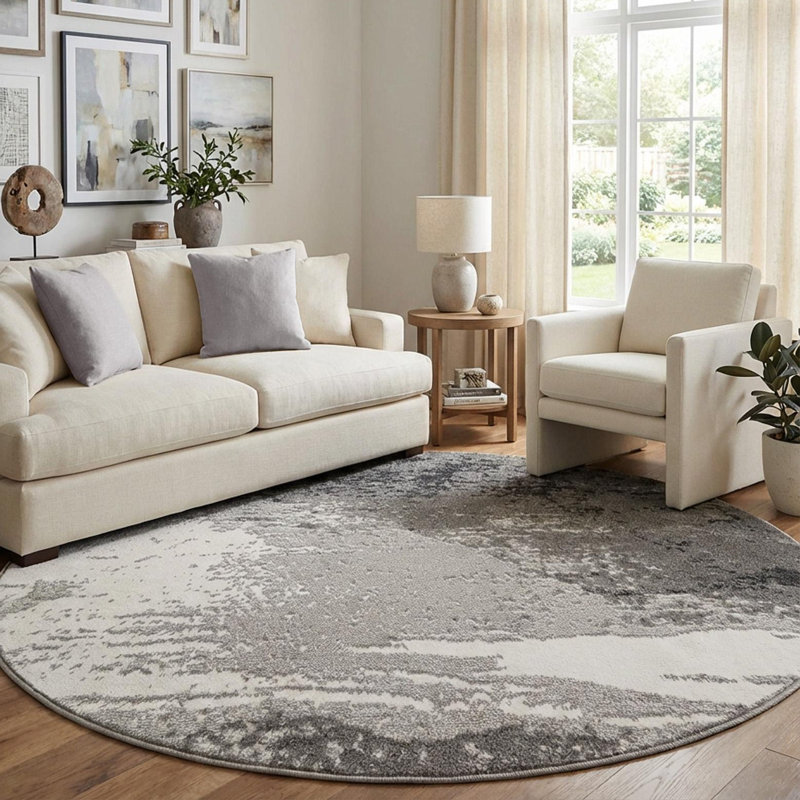 Ivy Bronx Glomma Nathanyl Rug Black, Round 6'1"