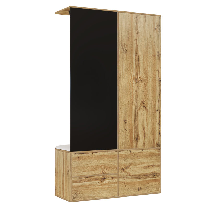 Hall Tree 100cm Wide with Bench and Shoe Storage, Black