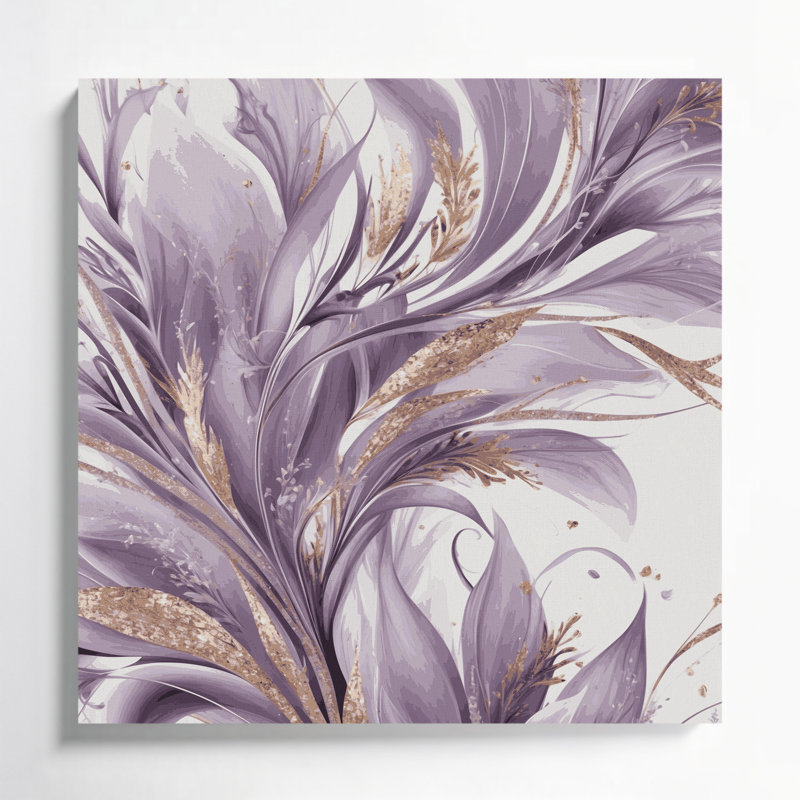 Abstrait floral 27, art mural beige sur toile, H 12 po x l 12 po